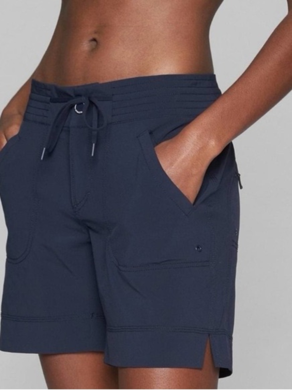 Athleta Navy Drawstring Cargo Active Shorts